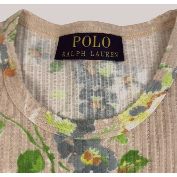 Ralph Lauren ‘Floral Bouquet’ Ribbed Short-Sleeve Lettuce Trimmed Light Weight t - Picture 10 of 13